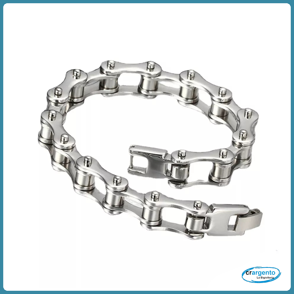 bracciale catena da uomo a maglia in acciaio inox colore argento braccialetto 21